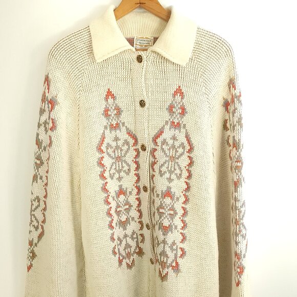 Vtg Sturbridge Sweater Poncho Cape Women's OSFM Multicolor Aztec 70s - Picture 1 of 13